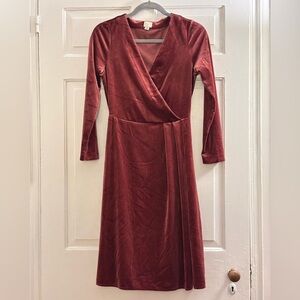 NWOT A New Day Burgundy Velvet Surplice Midi Dress, size XS